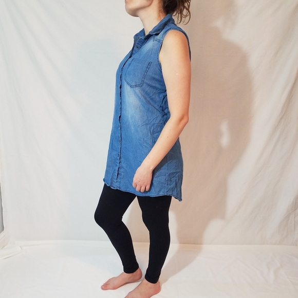 Women's sleeveless blouse dress shirt with pockets - Picture 8 of 8